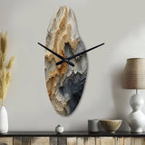 Gold And Beige River Spiral - Asymmetric Metal Wall Clock