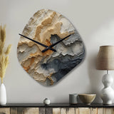 Gold And Beige River Spiral - Asymmetric Metal Wall Clock