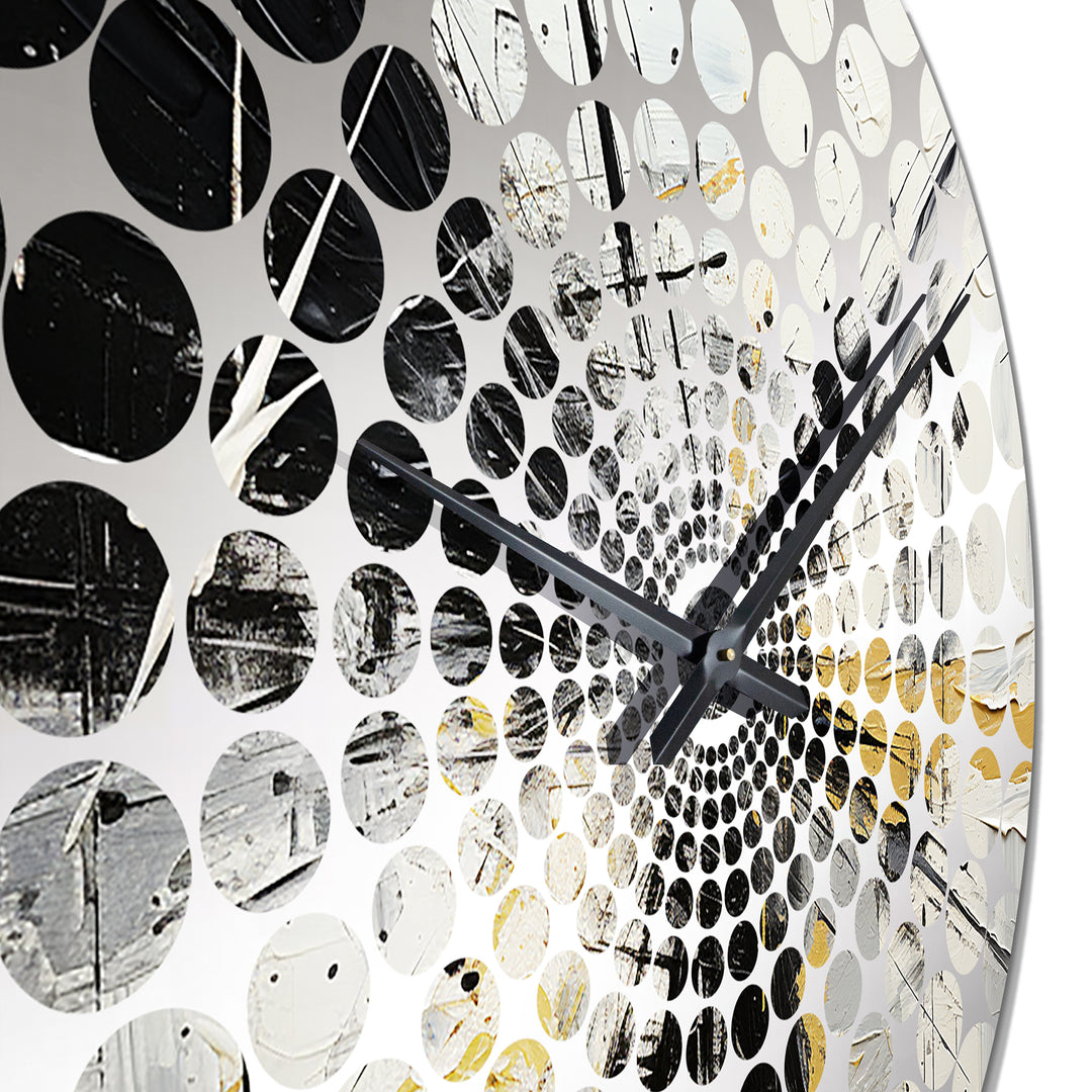 Black And White Lunar Vector - Abstract Metal Wall Clock