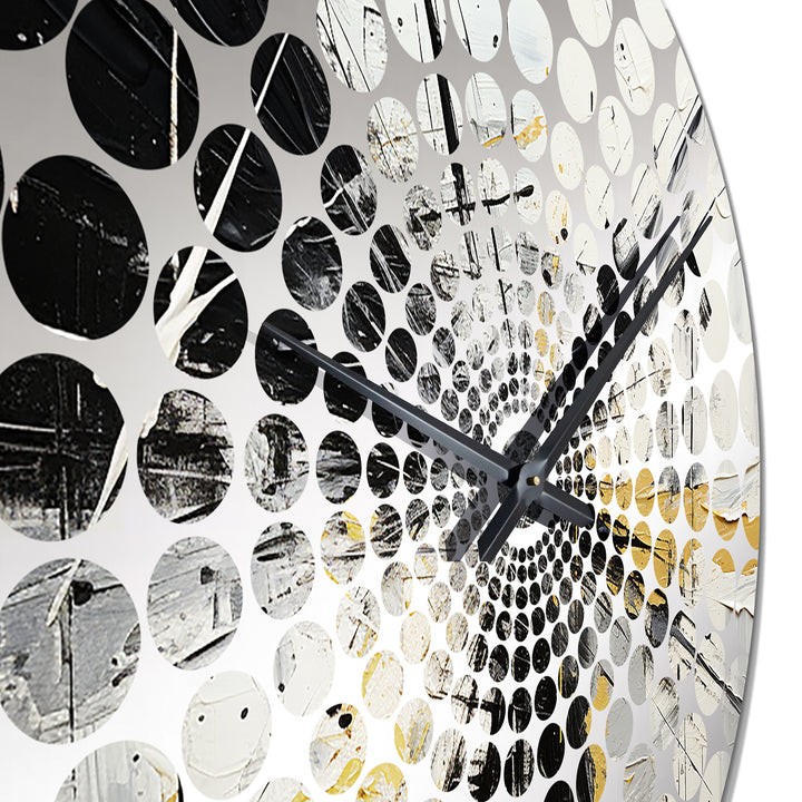Black And White Lunar Vector - Abstract Metal Wall Clock
