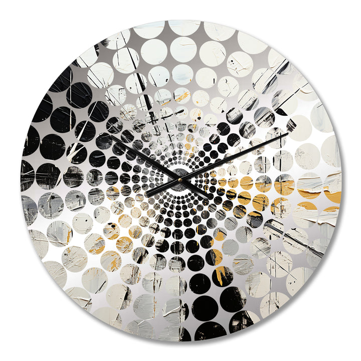 Black And White Lunar Vector - Abstract Metal Wall Clock