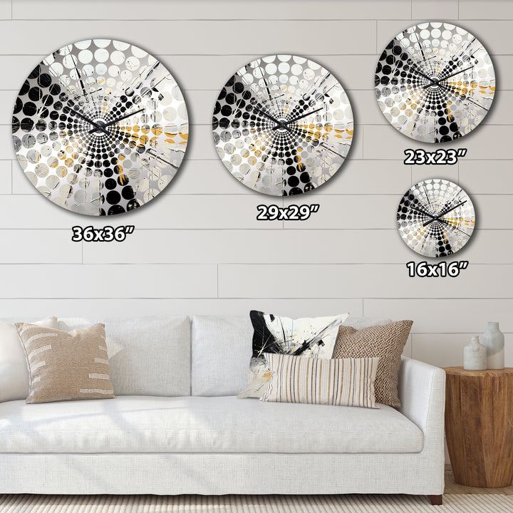 Black And White Lunar Vector - Abstract Metal Wall Clock