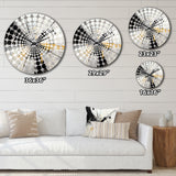 Black And White Lunar Vector - Abstract Metal Wall Clock