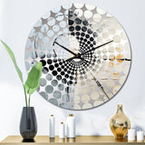 Geometric Grey And White Moon Eclipse - Abstract Metal Wall Clock