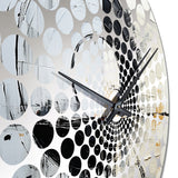 Geometric Grey And White Moon Eclipse - Abstract Metal Wall Clock