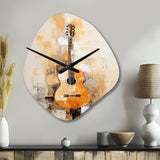 Guitar Simplicity Earthy Brown - Asymmetric Metal Wall Clock