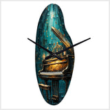 Blue Piano Surreal Sonata II - Asymmetric Metal Wall Clock
