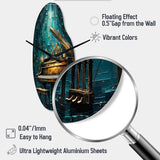 Blue Piano Surreal Sonata II - Asymmetric Metal Wall Clock