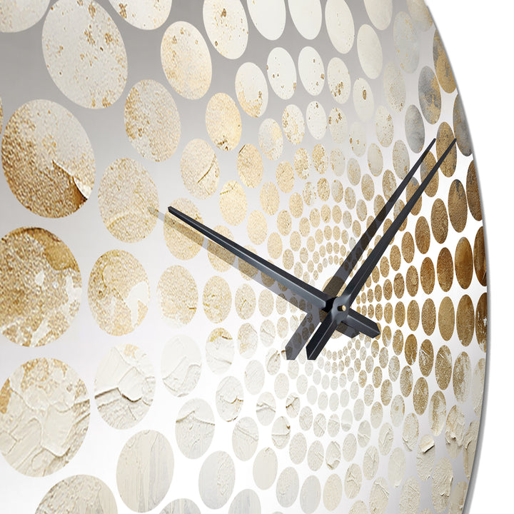 Minimal Gold And Beige Abstract River - Landscapes Metal Wall Clock
