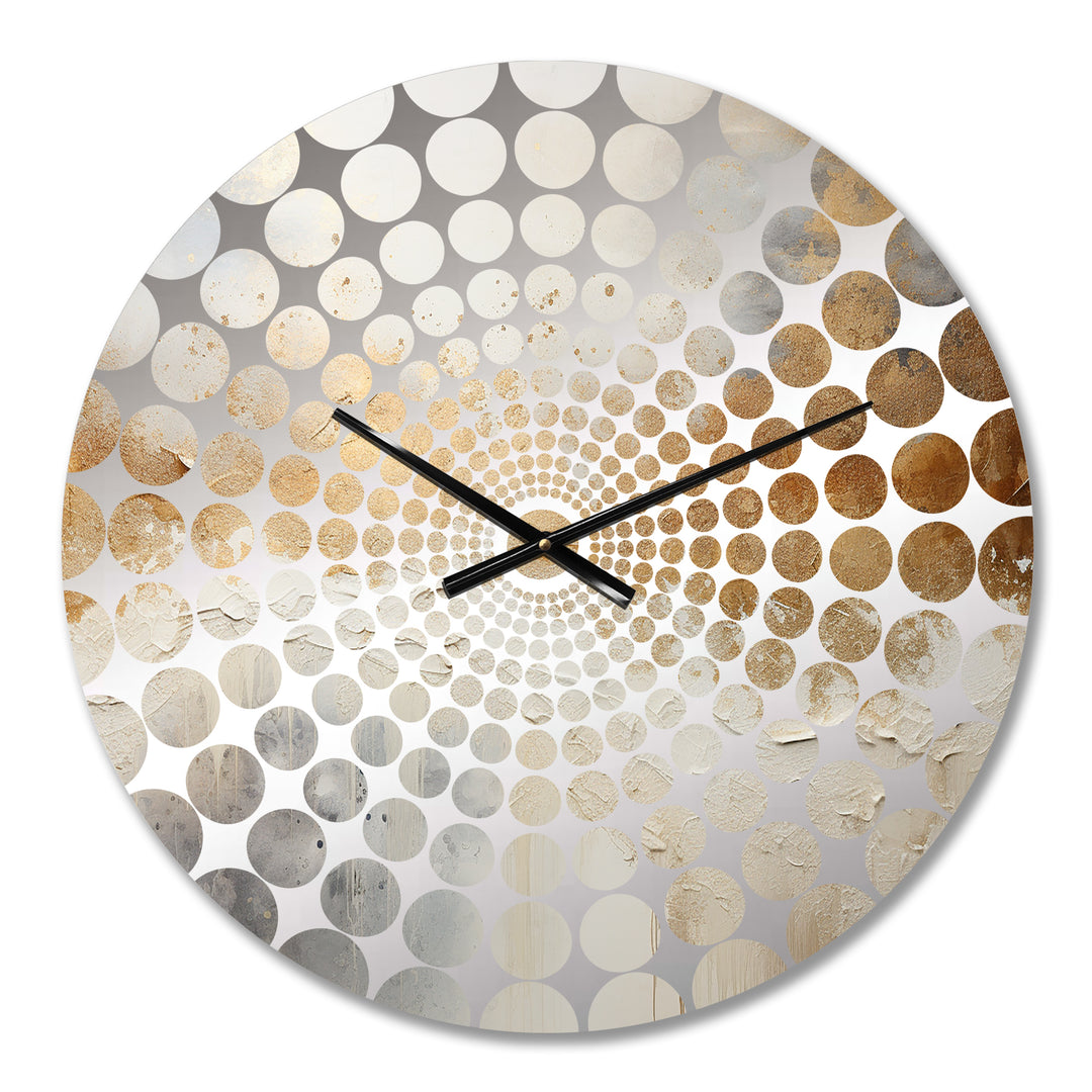 Minimal Gold And Beige Abstract River - Landscapes Metal Wall Clock