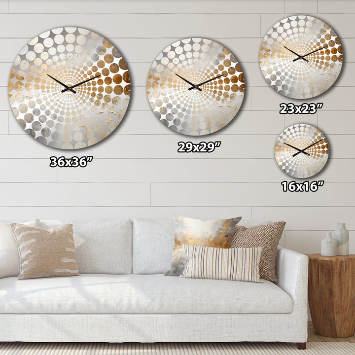 Minimal Gold And Beige Abstract River - Landscapes Metal Wall Clock