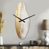 Minimal Gold And Beige Abstract River III - Asymmetric Metal Wall Clock