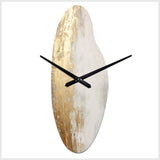 Minimal Gold And Beige Abstract River III - Asymmetric Metal Wall Clock