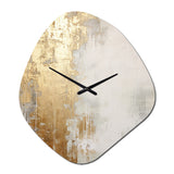 Minimal Gold And Beige Abstract River III - Asymmetric Metal Wall Clock