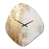 Minimal Gold And Beige Abstract River III - Asymmetric Metal Wall Clock