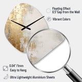 Minimal Gold And Beige Abstract River III - Asymmetric Metal Wall Clock