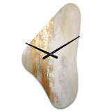 Minimal Gold And Beige Abstract River IV - Asymmetric Metal Wall Clock