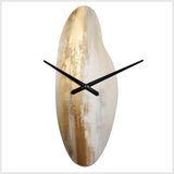 Minimal Gold And Beige Abstract River IV - Asymmetric Metal Wall Clock