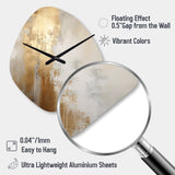Minimal Gold And Beige Abstract River IV - Asymmetric Metal Wall Clock