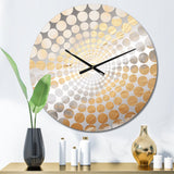 Minimal Gold And Beige Abstract River V - Landscapes Metal Wall Clock