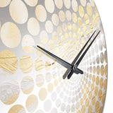 Minimal Gold And Beige Abstract River V - Landscapes Metal Wall Clock