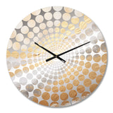 Minimal Gold And Beige Abstract River V - Landscapes Metal Wall Clock