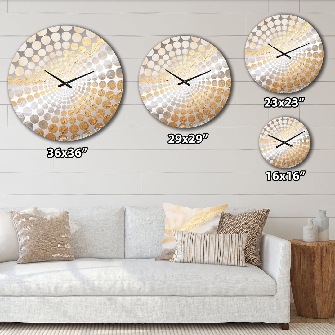 Minimal Gold And Beige Abstract River V - Landscapes Metal Wall Clock