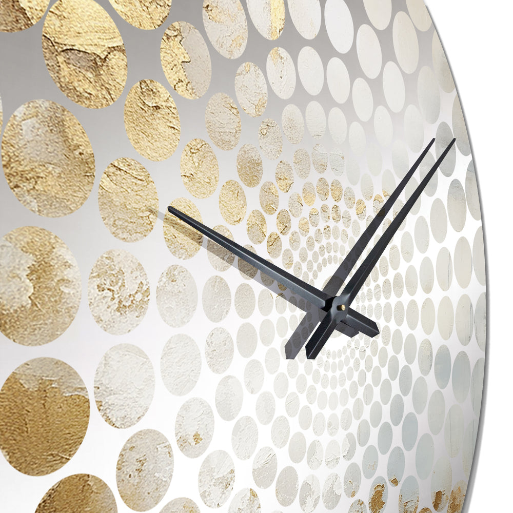 Beige Blue Gold Ocean Storm I - Abstract Metal Wall Clock