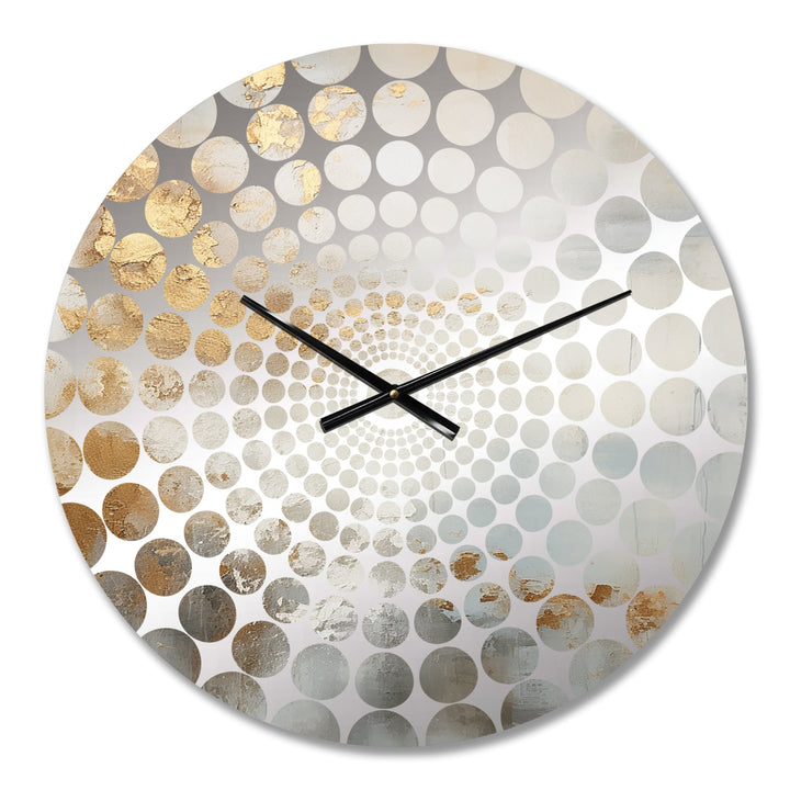 Beige Blue Gold Ocean Storm I - Abstract Metal Wall Clock