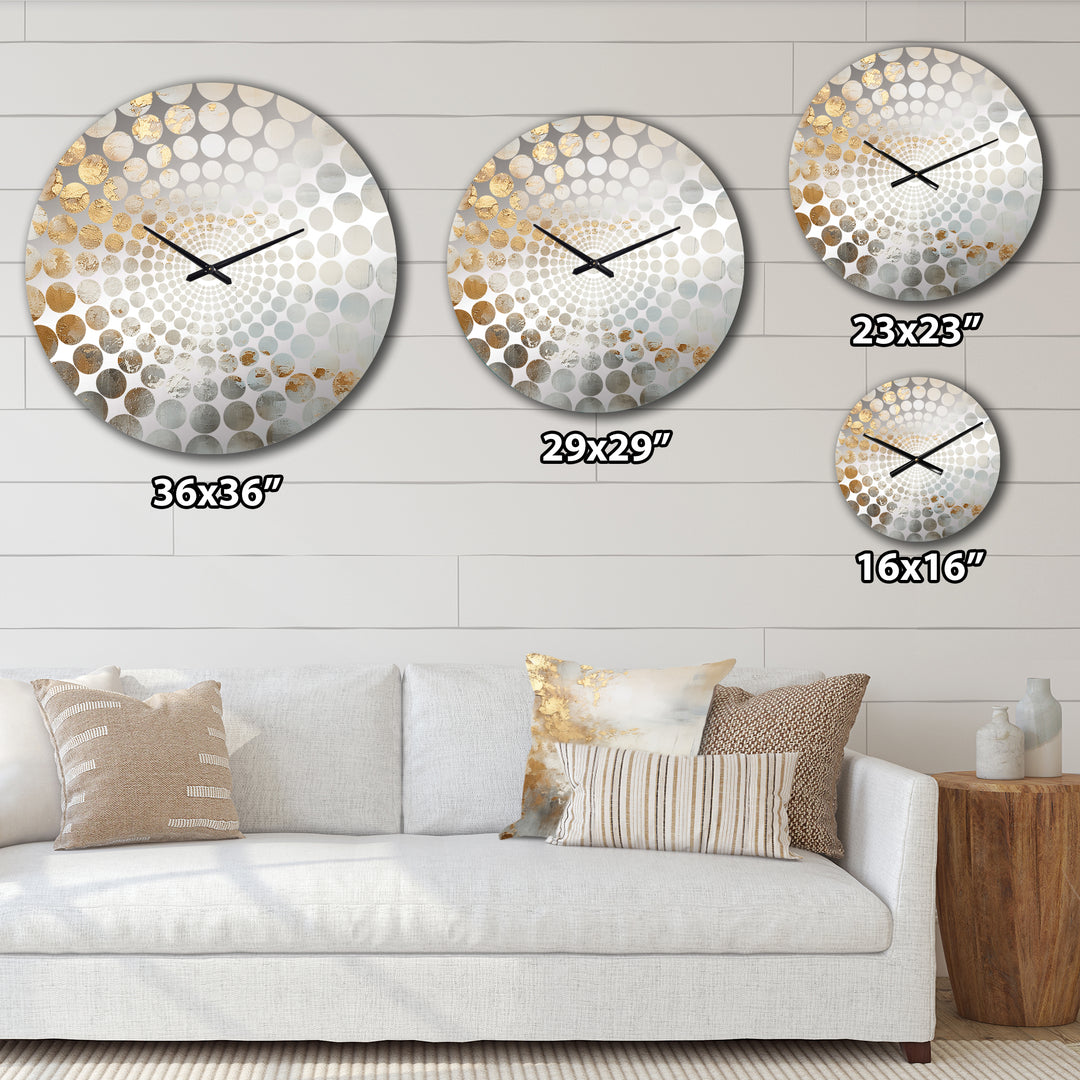 Beige Blue Gold Ocean Storm I - Abstract Metal Wall Clock