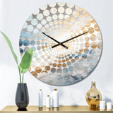 Beige Blue Gold Ocean Storm II - Abstract Metal Wall Clock