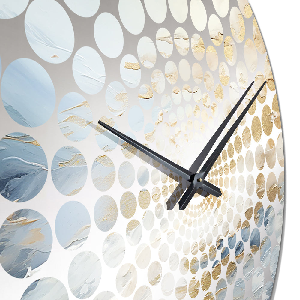 Beige Blue Gold Ocean Storm II - Abstract Metal Wall Clock