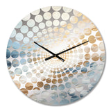 Beige Blue Gold Ocean Storm II - Abstract Metal Wall Clock