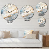 Beige Blue Gold Ocean Storm II - Abstract Metal Wall Clock