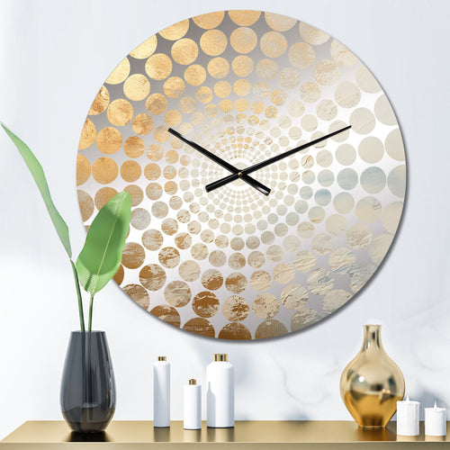 Beige Blue Gold Ocean Storm IV - Abstract Metal Wall Clock