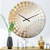 Beige Blue Gold Ocean Storm IV - Abstract Metal Wall Clock
