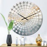Beige Blue Gold Ocean Storm V - Abstract Metal Wall Clock