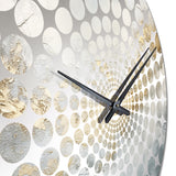 Beige Blue Gold Ocean Storm V - Abstract Metal Wall Clock