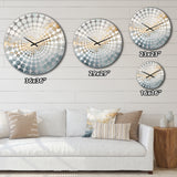 Beige Blue Gold Ocean Storm V - Abstract Metal Wall Clock
