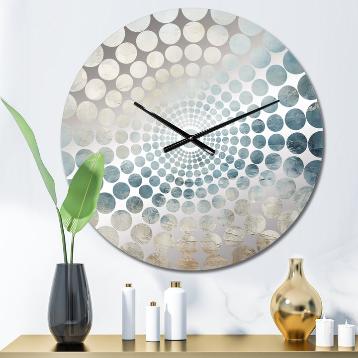 Beige Blue Ocean Storm I - Abstract Metal Wall Clock