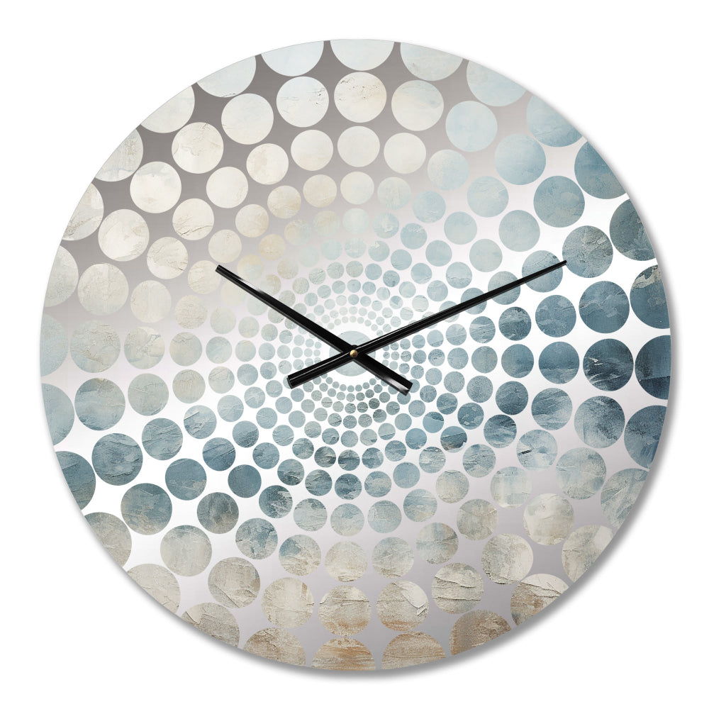 Beige Blue Ocean Storm I - Abstract Metal Wall Clock