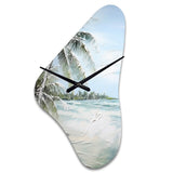 Palm Tree Ocean View Paradise - Asymmetric Metal Wall Clock