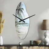 Palm Tree Ocean View Paradise - Asymmetric Metal Wall Clock