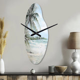 Palm Tree Ocean View Paradise - Asymmetric Metal Wall Clock