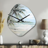 Palm Tree Ocean View Paradise - Asymmetric Metal Wall Clock