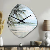 Palm Tree Ocean View Paradise - Asymmetric Metal Wall Clock