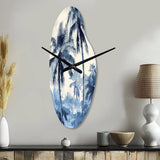 Vintage Blue Palm Trees Shadows II - Asymmetric Metal Wall Clock