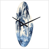 Vintage Blue Palm Trees Shadows II - Asymmetric Metal Wall Clock