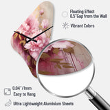 Pink And Gold Peonies In Radiance - Asymmetric Metal Wall Clock