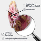 Pink And Gold Peonies In Radiance - Asymmetric Metal Wall Clock